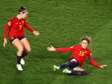 Olga Carmona celebra el gol que metía a España en la final.