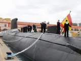 Último arriado de bandera en el submarino Mistral.
