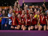 La selección española femenina de fútbol celebra su victoria del Mundial de Australia