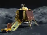Representación de la sonda Chandrayaan-3 en la Luna.