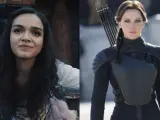 Rachel Zegler y Jennifer Lawrence como Lucy Gray y Katniss Everdeen en 'Los juegos del hambre'