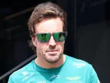 Fernando Alonso, a su llegada a Monza.