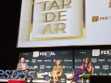 Manuel Villanueva, Ana Rosa Quintana y Xelo Montesinos, en la presentación de 'TardeAR', en el FesTVal.