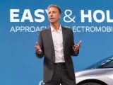 Florian Huettl, CEO de Opel, durante su discurso en el IAA Múnich 2023.