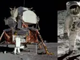 En la izquierda de la imagen, el módulo de aterrizaje de la misión Apolo 17.