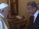 Papa Francisco y Sylvester Stallone, durante una audiencia del Vaticano.
