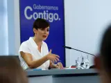 La ministra de Política Territorial y portavoz del Gobierno, Isabel Rodríguez, durante la rueda de prensa posterior a la reunión del Consejo de Ministros, este martes en Moncloa.