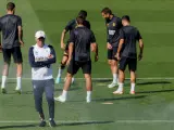 Carlo Ancelotti en el entrenamiento del Real Madrid.