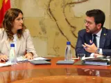 Pere Aragonès y Laura Vilagrà en el Consell Executiu de este martes.
