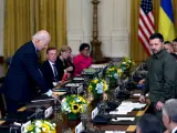 El presidente de EEUU, Joe Biden, y su homólogo ucraniano, Volodímir Zelenski, reunidos en la Casa Blanca, en Washington, el 21 de septiembre de 2023.