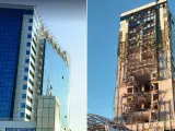 El hotel Odesa Kempinsky antes y después del bombardeo por parte del Ejército ruso.
