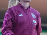 Alexia Putellas, en el césped del Nuevo Arcángel antes del España - Suiza de Nations League.
