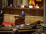 El presidente del Govern, Pere Aragon&egrave;s, en el debate de pol&iacute;tica general en el Parlament.