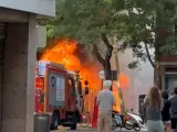 El incendio de un autobús en Barcelona.