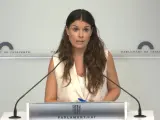 La portavoz parlamentaria de Junts, Mònica Sales, valora el discurso de Aragonès.