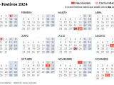 Calendario laboral Comunidad de Madrid para el año 2024.