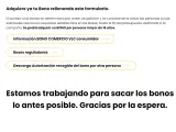 Mensaje en la web del Bono Comercio de Valencia.
