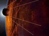Recreación artística de Sputnik 1, el primer satélite artificial que se lanzó en la historia de la humanidad.