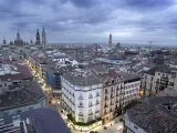 Vista aérea del centro de la ciudad de Zaragoza.