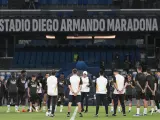 El Real Madrid durante el entrenamiento del lunes en Nápoles.