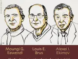 Moungi G.Bawendi, Louis E.Brus y Alexei L.Akimov, ganadores del premio Nobel de Química 2023.