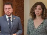 El presidente de la Generalitat, Pere Aragonès, y la presidenta de la Comunidad de Madrid, Isabel Díaz Ayuso.