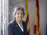 Elda Mata tras la entrevista en su despacho de Societat Civil Catalana.