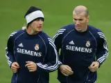 David Beckham y Zinedine Zidane en el Real Madrid.