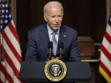 El presidente de Estados Unidos, Joe Biden, durante su discurso con los líderes de la comunidad judía en la Casa Blanca. (11/10/2023).