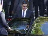 El presidente del Gobierno, Pedro S&aacute;nchez, este jueves despu&eacute;s del desfile del D&iacute;a de la Fiesta Nacional en Madrid.