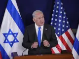 El primer ministro israelí, Benjamin Netanyahu, en una comparecencia conjunta con el Secretario de Estado de EE UU, Antony Blinken, esta semana en Tel Aviv.