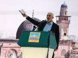 Yahya Sinwar, líder de Hamás en Gaza, en un mitin el pasado mes de abril.
