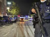 Cordón policial en Bruselas el ataque con fusil en el que han muerto dos personas.
