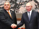 Encuentro entre el primer ministro de Hungría, Viktor Orbán, y el presidente de Rusia, Vladímir Putin.