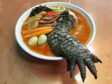 "Godzilla Ramen", elaborado en Taiwán con carne de cocodrilo.
