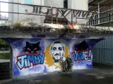 Graffiti en honor a 'Jimmy' en los aledaños de Riazor.