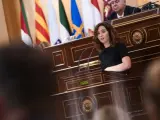 La presidenta de la Comunidad de Madrid, Isabel D&iacute;az Ayuso, este jueves interviniendo en el Senado.