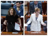 Isabel Díaz Ayuso y Mónica García, este jueves, durante el pleno de la Asamblea.