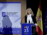 La vicepresidenta y líder de Sumar, Yolanda Díaz, este jueves en Barcelona.