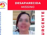 Folleto de SOS Desaparecido pidiendo información sobre la mujer desaparecida