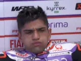 Jorge Martín, decepcionado tras caer del primero al quinto en tan solo una vuelta.