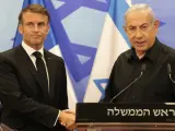 El presidente francés, Macron, y el primer ministro israelí Netanyahu.