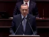 El presidente de Turquía, Recep Tayyip Erdogan, comparece en el Parlamento de Ankara el 25 de octubre de 2023.