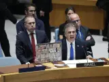 El ministro israelí de Asuntos Exteriores, Eli Cohen, habla durante una reunión del Consejo de Seguridad en la sede de las Naciones Unidas, el martes 24 de octubre de 2023.