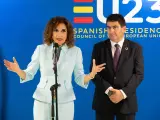 La ministra de Hacienda y Funci&oacute;n P&uacute;blica en funciones, Mar&iacute;a Jes&uacute;s Montero, en Santiago de Compostela.