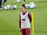 Jenni Hermoso, durante el entrenamiento de la selección española.