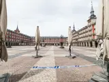 Una imagen de la Plaza Mayor de Madrid durante el estado de alarma.