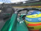 El choque de Ocon con el Aston Martin de Fernando Alonso.
