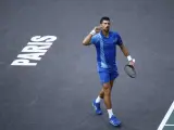 Novak Djokovic celebra la victoria ante Dimitrov en la final del Masters 1.000 de París Bercy.