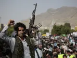 Una manifestación de hutíes en Yemen, en una imagen de archivo.